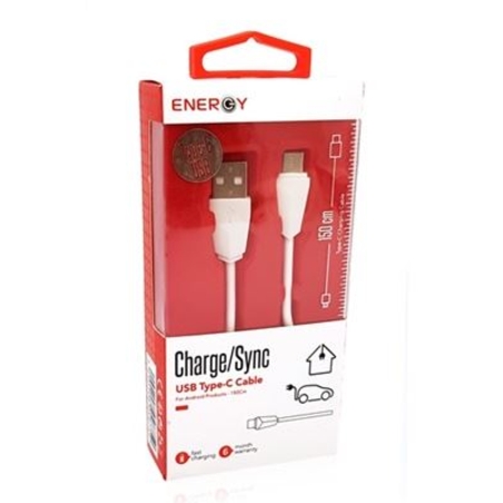כבל ENERGY 1.5M USB to Type C לבן