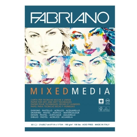 בלוק MIXED MEDIA של חברת Fabriano גודל A4