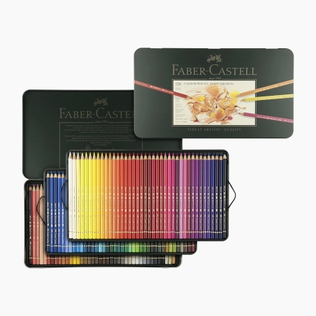 סט 120 גוונים Faber Castell מסוג Polychromos, אריזת מתכת
