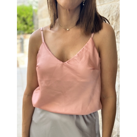 גופיית סאטן ורוד פיצ