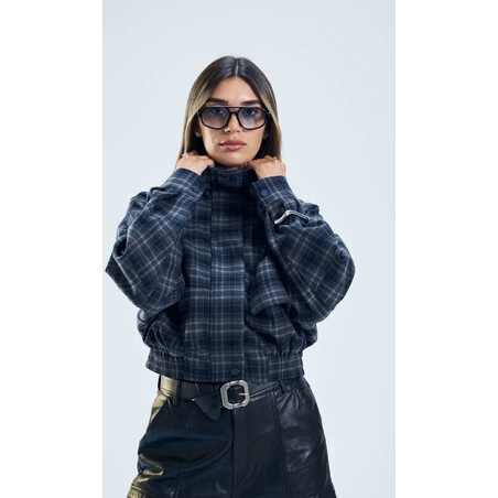 ג׳קט ניל כחול משובץ