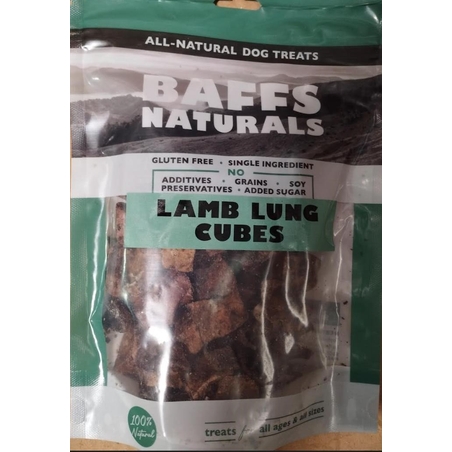 באפס טבעי קוביות ריאות טלה ללעיסה 100 גרם LAMB LUNG CUBES BAFFS NATURAL