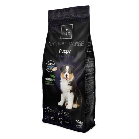 רקס נטורל ראנג' עוף ואורז לגורים 14 ק