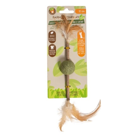 כדור קטניפ על מקל מטאבי ונוצות 12 ס