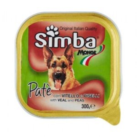 מעדן סימבה 300 גרם לכלב עגל ואפונה MONGE