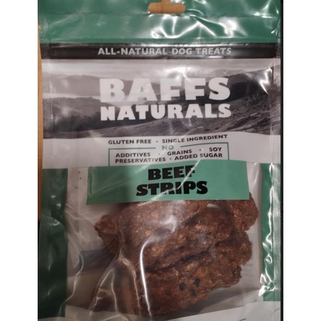 באפס טבעי רצועות בקר ללעיסה 100 גרם BEEF STRIPS BAFFS NATURAL