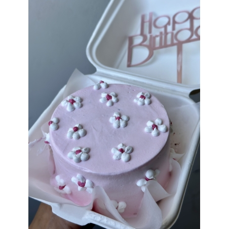 עוגת בנטו פרחים ורודה