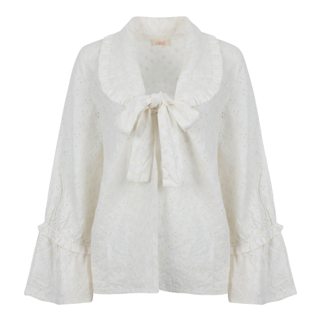 LUNNA Linen Blouse Embroidered cream