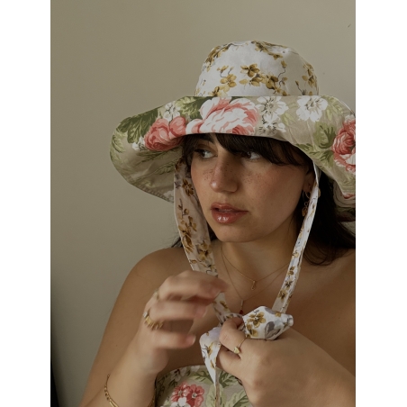 Double-sided Hands made summer hat - flowery