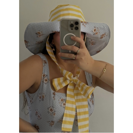 Double-sided Hands made summer hat - striped