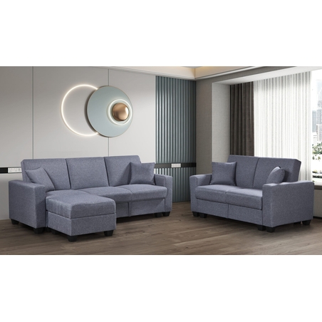 ספה 3+2 כולל ארגז אחסון נפתח למיטה דגם נפטון אפור