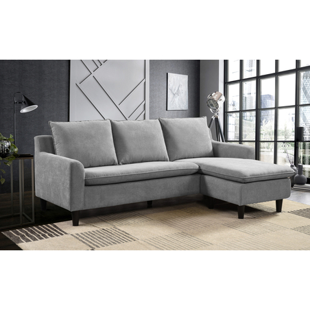 ספה מודולרית מבד קטיפה רחיץ דוחה כתמים דגם מארביס אפור בהיר