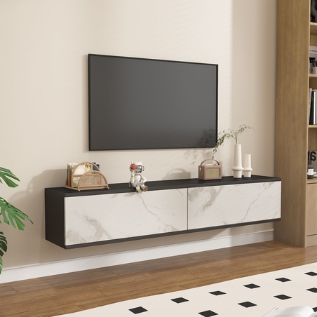 מזנון צף ברוחב 160 דגם אווה EVA שחור בשילוב שיש