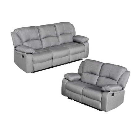 ספה 3+2 ריקליינר מבד אריג רחיץ דוחה כתמים דגם יוניברס אפור