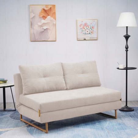 ספה ברוחב 150 נפתחת למיטה מרופדת בד רחיץ דגם לילך קרם