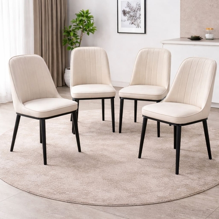 רביעיית כיסאות מרופדים דגם מונקו שמנת