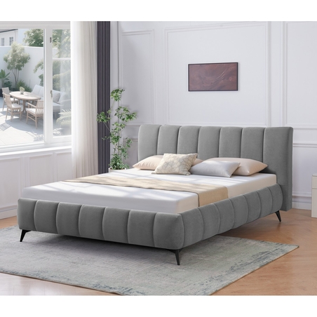 מיטה זוגית למזרן 140*190 עם ארגז מצעים דגם פשן PASSION אפור