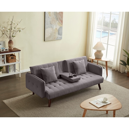 ספה נפתחת למיטה כולל בר כוסות דגם סיקסטיז חום