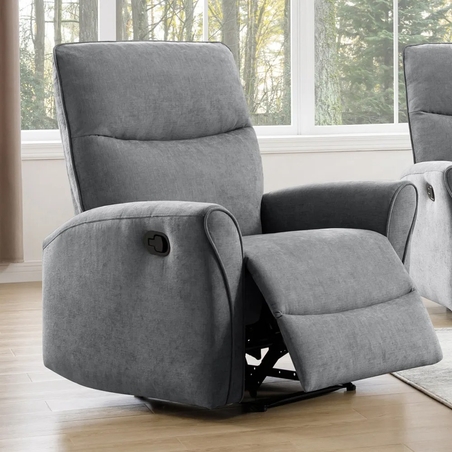 כורסת טלוויזיה מרופדת בד רחיץ עם הדום נשלף דגם אנה אפור בהיר