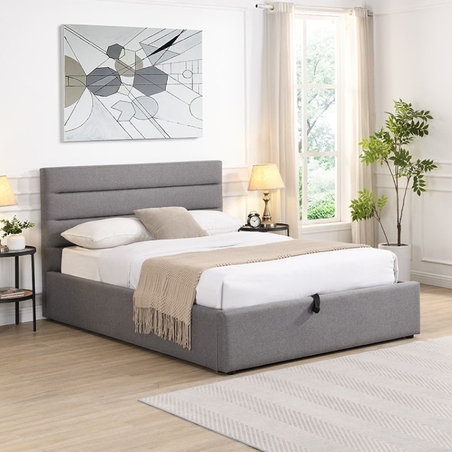 מיטה זוגית מעוצבת בריפוד בד רחיץ עם ארגז מצעים 200×160 דגם סרה SERRA אפור