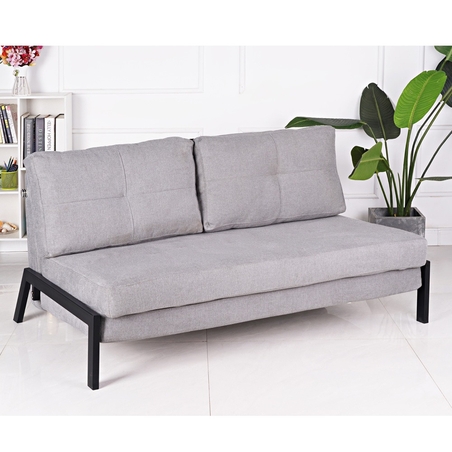 ספה מעוצבת מרופדת בד רחיץ ונפתחת למיטה זוגית דגם יסמין אפור בהיר