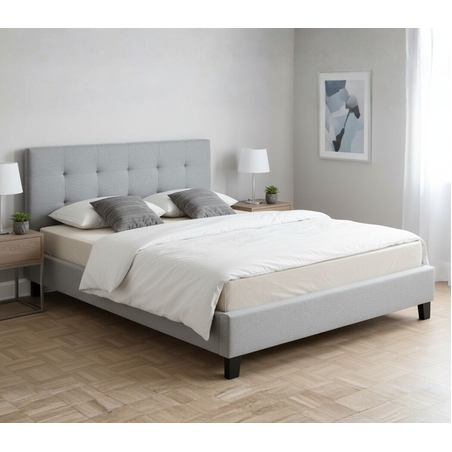 מיטה זוגית מרופדת למזרן 140×190 דגם פנטזי אפור