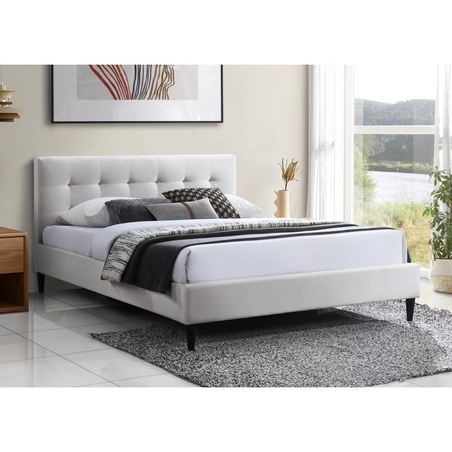 מיטת זוגית מרופדת בד עם ראש מיטה מעוצב דגם ארט קרם