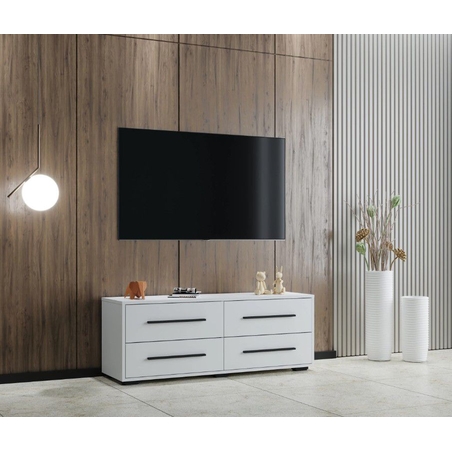 מזנון שידת טלוויזיה ברוחב 120 עם 4 מגירות בגוון לבן דגם סיינה SIENA