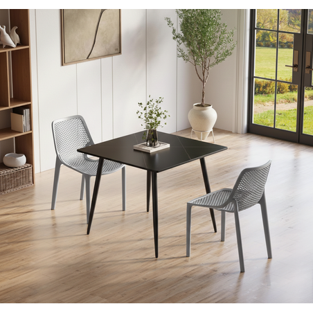 שולחן מרובע רב שימושי פלטה משיש דגם סולו שחור שיש