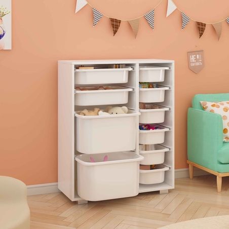 שידת איחסון מכלים רחבה דגם טוי TOY לבן