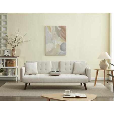 ספה נפתחת למיטה כולל בר כוסות דגם סיקסטיז בז'