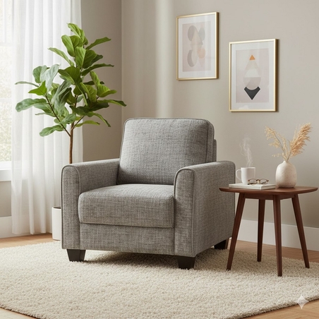 כורסת יחיד לסלון מרופדת בד דגם רינו RINO אפור בהיר