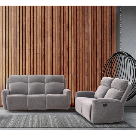 מערכת ישיבה 3+2 מבד עם 4 הדומים נשלפים דגם פיראוס אפור