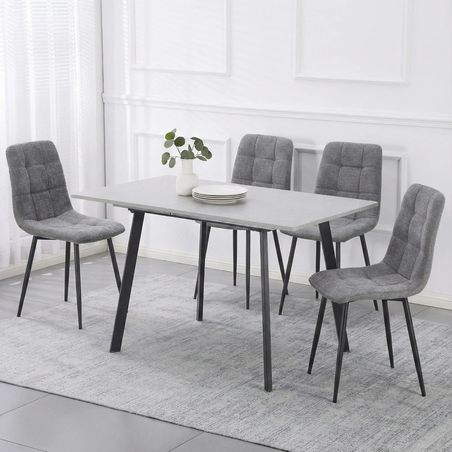 פינת אוכל נפתחת כולל ו-4 כסאות מרופדים דגם רומי אפור-שירה