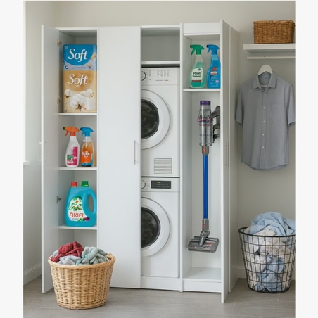 ארון שירות 4 דלתות למכונת כביסה ולמייבש דגם נדב 414 מבית יראון YIRON - תוצרת ישראל