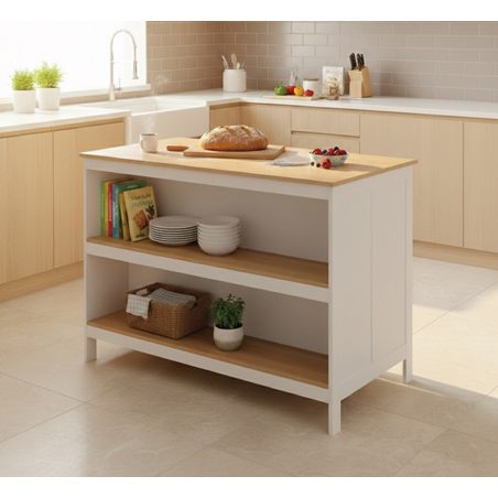 אי למטבח משולב שולחן בר דגם עדן Eden לבן משולב עץ | מבית WOODY