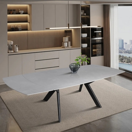 שולחן אוכל אבן קרמית נפתח דגם גפן 140 אבן