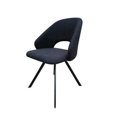 כיסא פינת אוכל איכותי מבד בוקלה רחיץ ודוחה כתמים דגם פרינס שחור