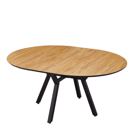 שולחן פינת אוכל עגול נפתח 130-170 דגם אטלס Atlas עץ טבעי רגל שחורה | מבית WOODY