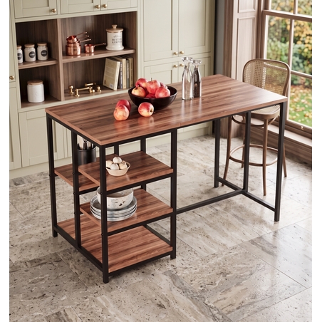 אי למטבח מעץ בשילוב מתכת דגם דפנה צבע חום WALNUT