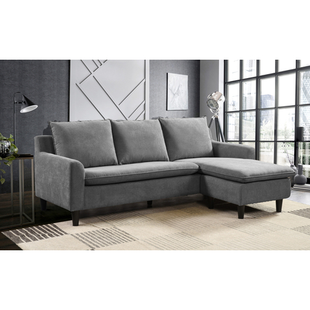 ספה מודולרית מבד קטיפה רחיץ דוחה כתמים דגם מארביס אפור כהה