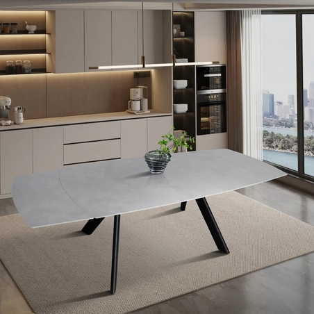 שולחן אוכל אבן קרמית נפתח דגם גפן 120 סהרה