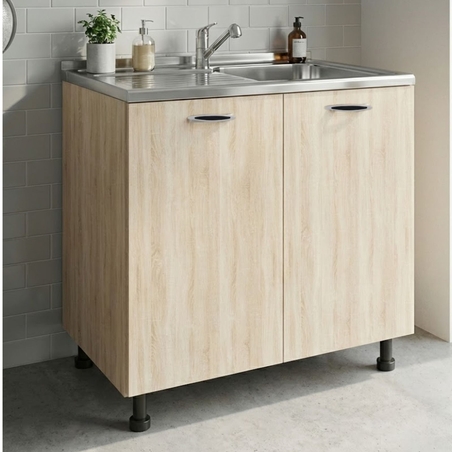 ארון שירות תחתון 80 כולל כיור נירוסטה דגם מליבו Malibu אלון