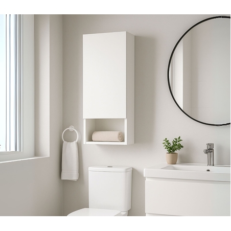 ארונית אמבטיה ושירותים תלויה 30x72 עם דלת ומדף פתוח דגם נרקיס