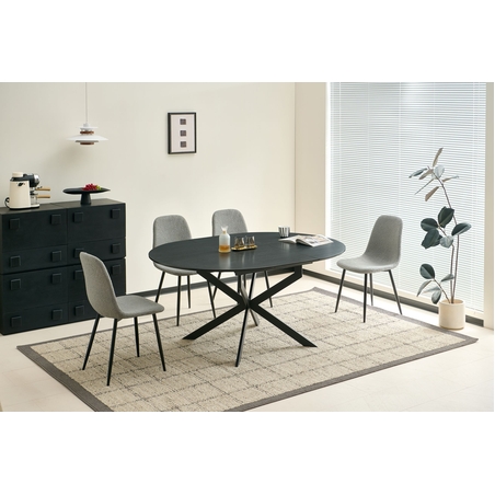 פינת אוכל עגולה נפתחת 120/160 כולל 4 כסאות מבד בוקלה רחיץ דוחה כתמים דגם קלאסיק