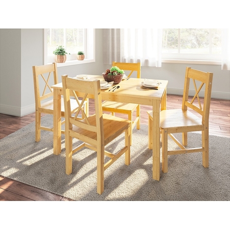 פינת אוכל מעץ מלא כוללת שולחן ו4 כסאות דגם פיבי