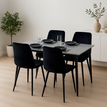 פינת אוכל יוקרתית מקרמיקה אפורה 120/70 ס