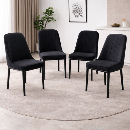 רביעיית כיסאות מרופדים דגם מונקו שחור