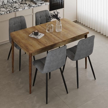 פינת אוכל מלבנית נפתחת מעץ איכותי כולל 4 כסאות דגם מלטה