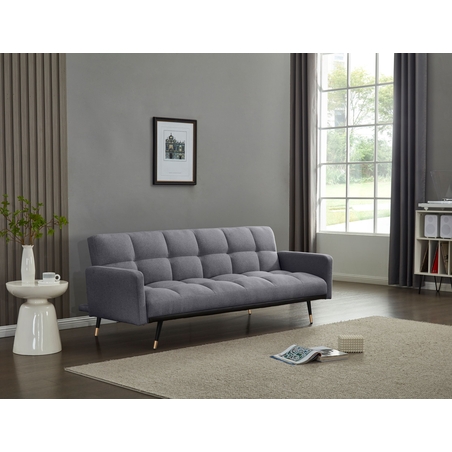 ספה נפתחת למיטה מבד אריג רחיץ ודוחה כתמים דגם בריסל אפור כהה